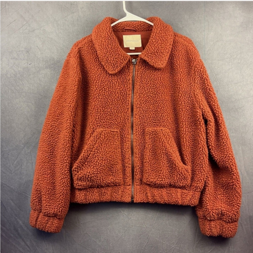 Aeropostale Teddy Bear Jacket Women's Medium Oversized Cropped Sherpa Y2K Skater